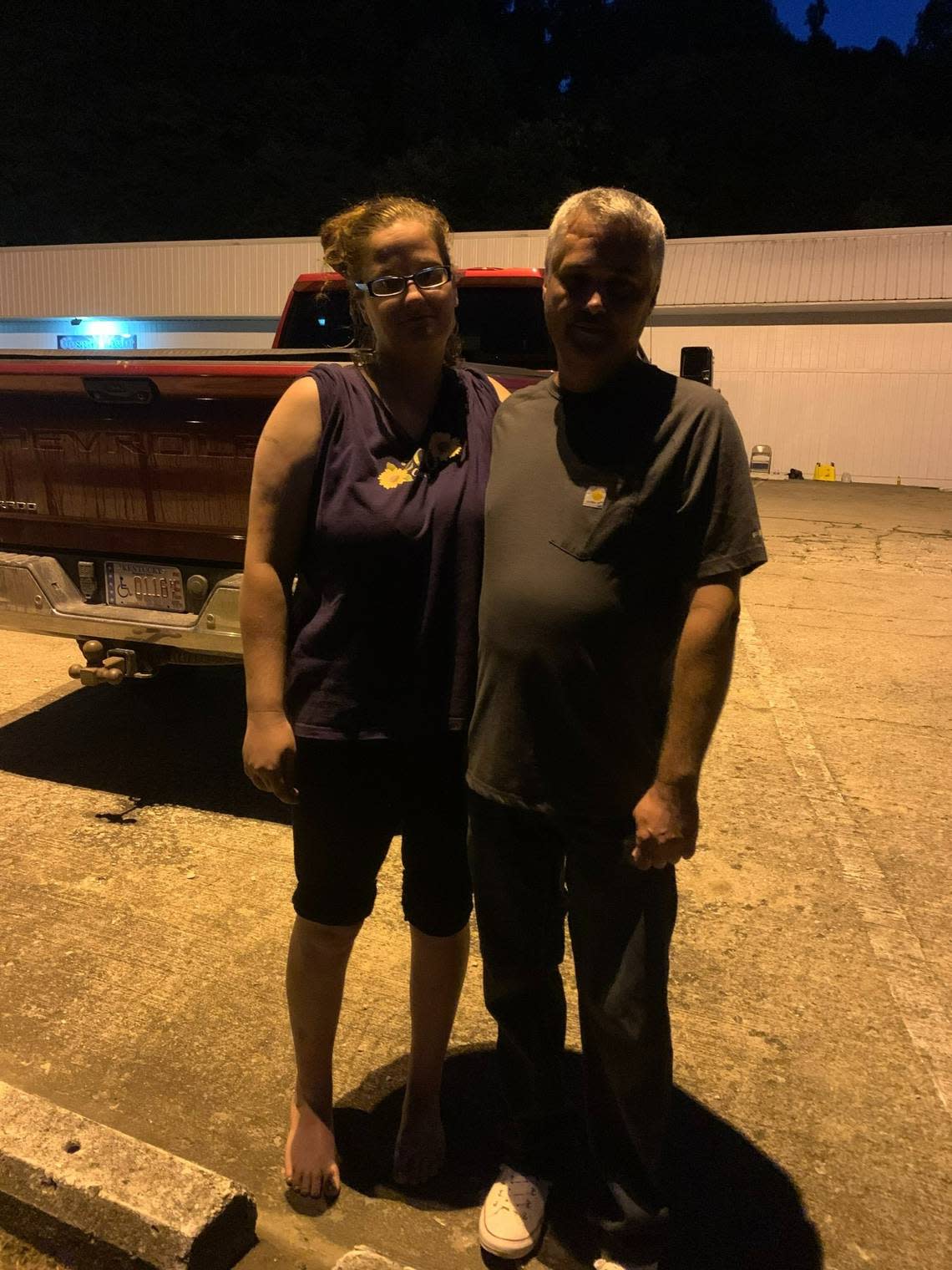 Bobbie Noble, left, stands outside Gospel Light with her cousin Jerry Fugate.