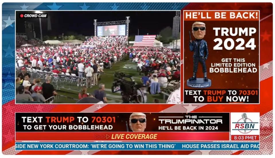 The Trump "Terminator" bobblehead doll was available for purchase on the RSBN network.