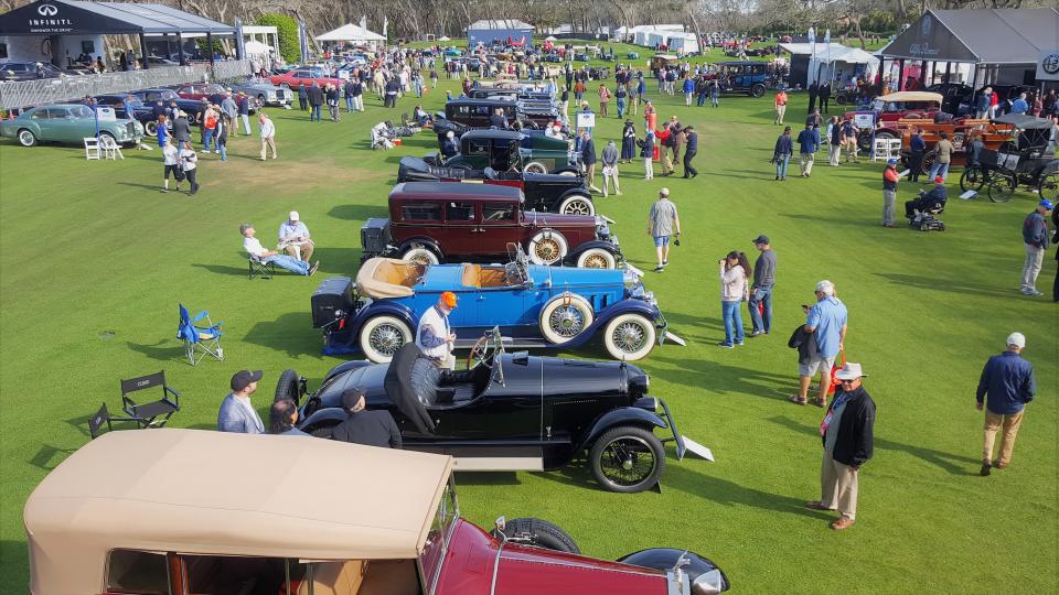 A view of some of the 300 classics arrayed on the fields of a recent Amelia Island Concours d'Elegance.