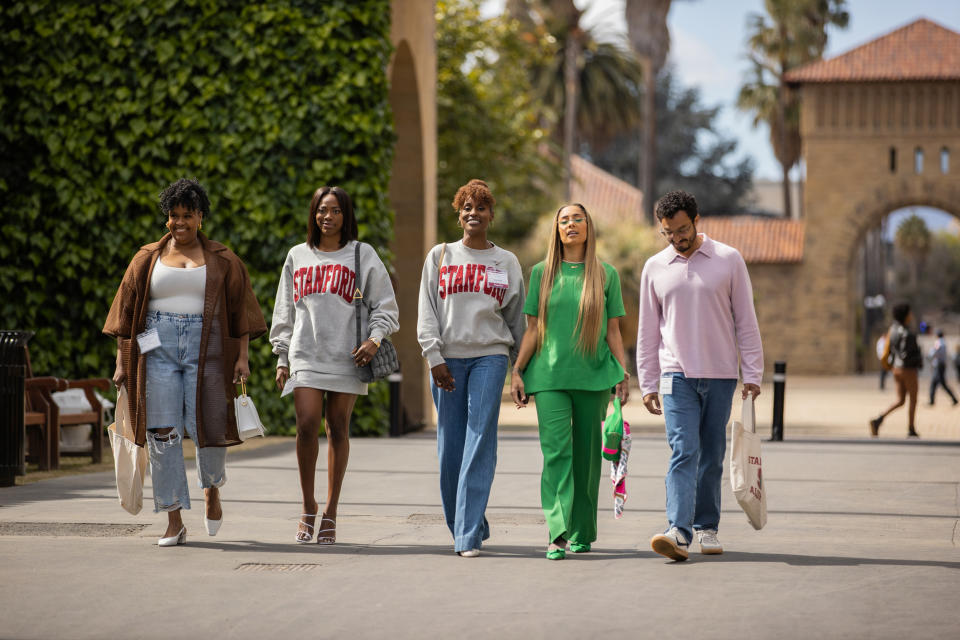 Natasha Rothwell, Yvonne Orji, Issa Rae, Amanda Seales and Wade Allain-Marcus in Season Five of 