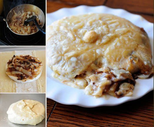 <strong>Get the <a href="http://dineanddish.net/2012/02/man-pleasing-baked-brie-recipe-baked-brie-with-caramelized-onions/">Baked Brie With Caramelized Onions recipe</a> by Dine and Dish</strong>