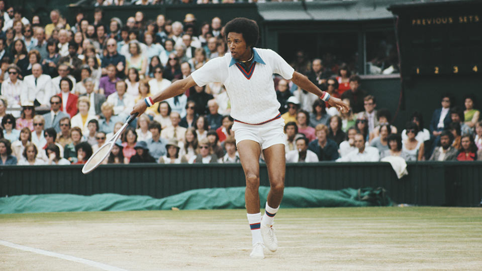 Arthur Ashe playing in the men’s finals of Wimbledon in 1975. - Credit: Tony Duffy