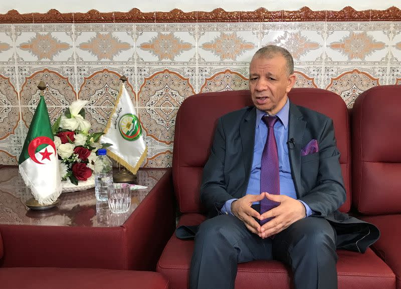 Bengrina, head of Harakat al-Bina, speaks during an interview in his office in Algiers