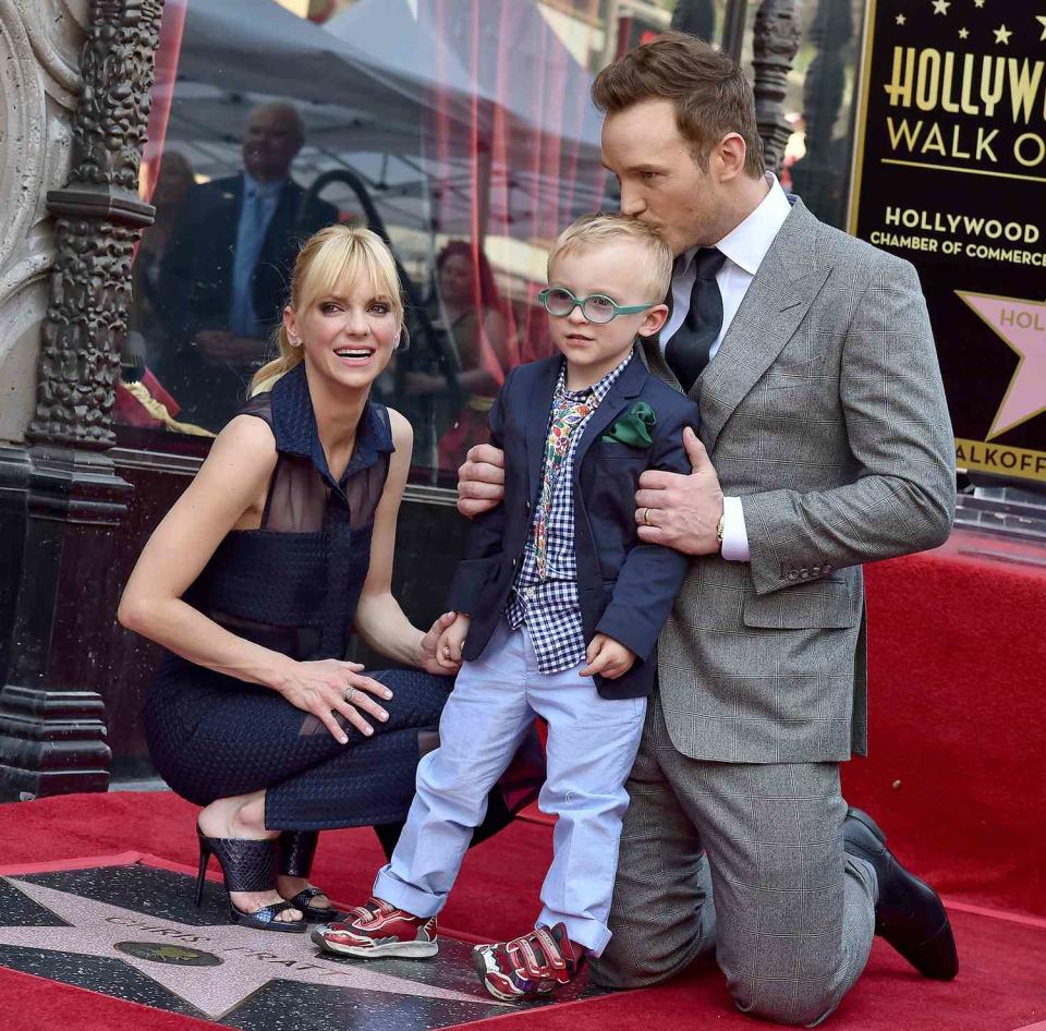 Chris Pratt, wife Anna Faris and son Jack Pratt attend the ceremony honoring Chris Pratt with a star on the Hollywood Walk of Fame on April 21, 2017 in Hollywood, California