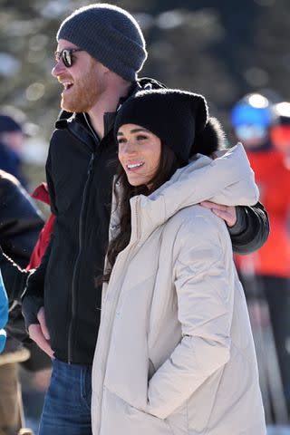 <p>Karwai Tang/WireImage</p> Prince Harry and Meghan Markle in Canada on Feb. 14, 2024