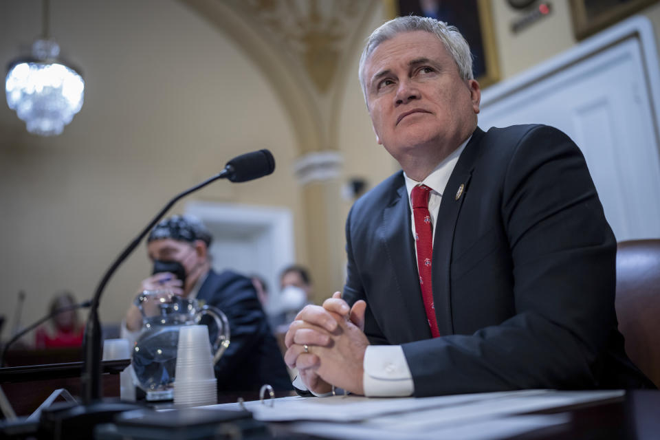 FILE - House Oversight and Accountability Committee Chairman James Comer, R-Ky., pauses for questions in the House Rules Committee as he advances a GOP effort to disapprove of action by the District of Columbia Council on a local voting rights act and a criminal code revision, at the Capitol in Washington, Feb. 6, 2023. President Joe Biden has told Senate Democrats that he'll sign a bill overriding the District of Columbia’s effort to overhaul how the city prosecutes and punishes crime. (AP Photo/J. Scott Applewhite, File)