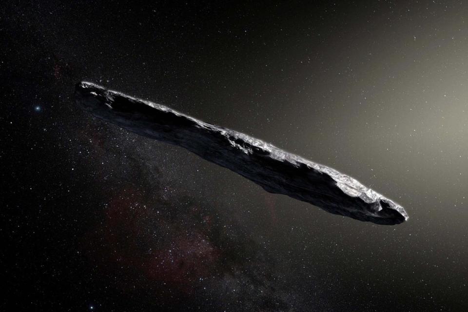 This artist's impression shows the first-known interstellar object to visit the solar system, 'Oumuamua, which was discovered on October 19, 2017. (Reuters)