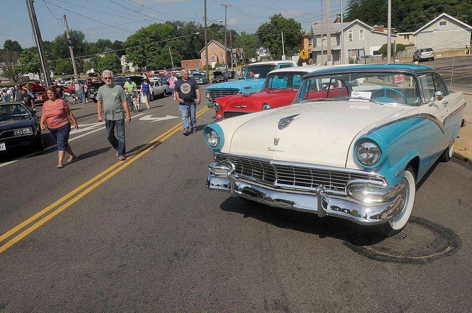 Cars are displayed during the Ashland Downtown Dream Cruise and Car Show Saturday.