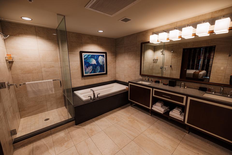 Pawhuska's Osage Casino and Hotel suites include spacious bathrooms.