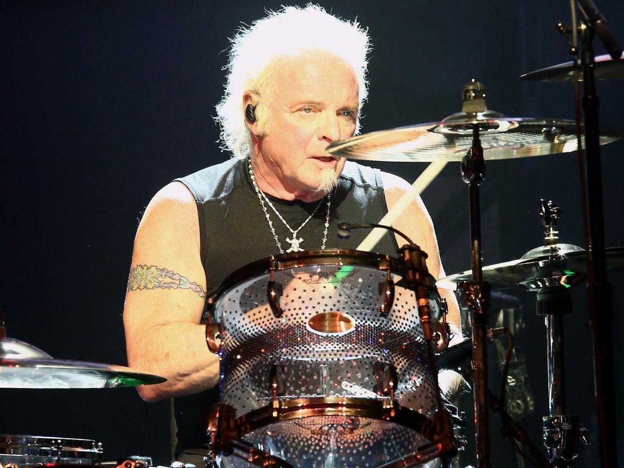 Joey Kramer performs with Aerosmith on Feb. 10, 2019 in Los Angeles.