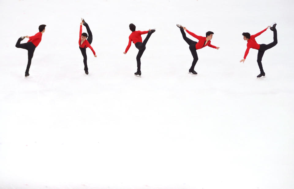 <p>Vincent Zhou of the United States competes during the Men’s Single Free Program on day eight of the PyeongChang 2018 Winter Olympic Games at Gangneung Ice Arena on February 17, 2018 in Gangneung, South Korea. (Photo by Dean Mouhtaropoulos/Getty Images) </p>