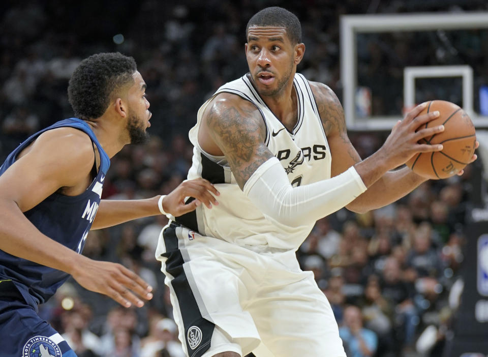 LaMarcus Aldridge is putting up career numbers for the San Antonio Spurs. (AP)