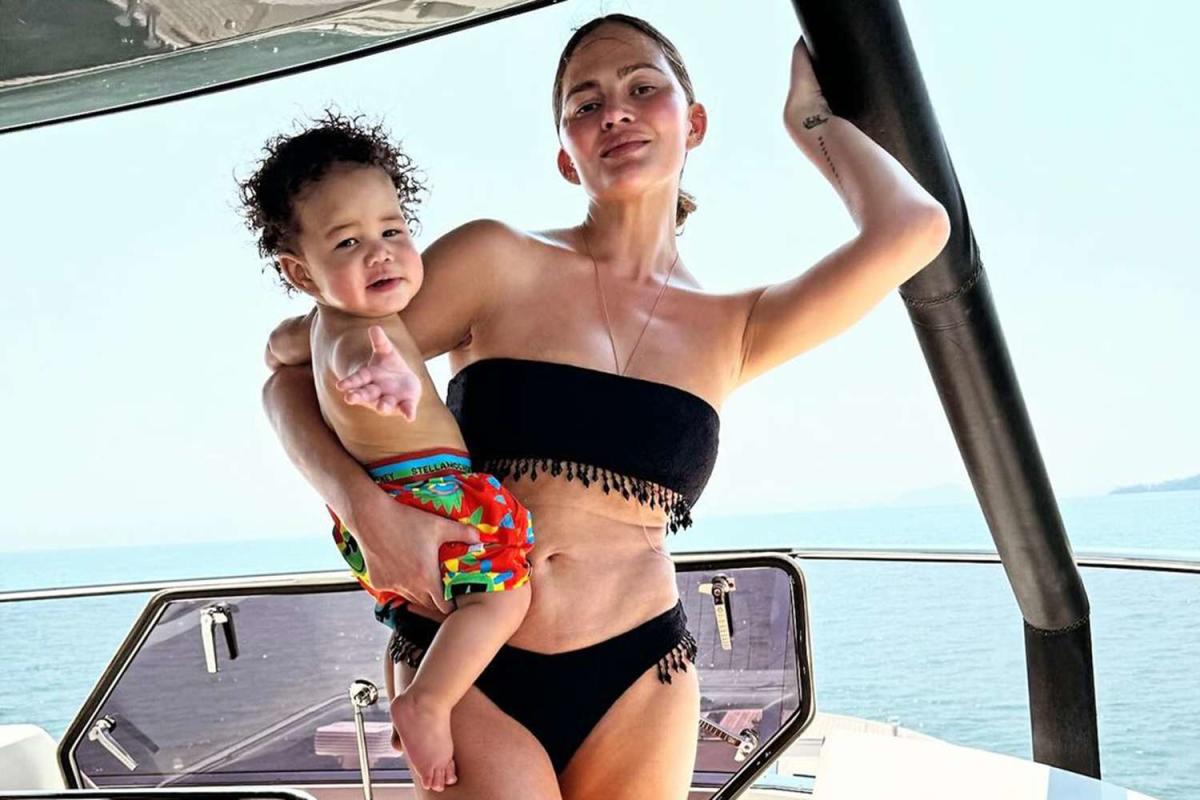 Chrissy Teigen Sports Black Bikini as She Poses with Son Wren on Thailand  Vacation — See the Photo!