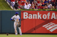 <p>Kansas City Royals center fielder Lorenzo Cain (6) looks on as a cat runs past him during the sixth inning against the St. Louis Cardinals at Busch Stadium. Mandatory Credit: Jeff Curry-USA TODAY Sports </p>