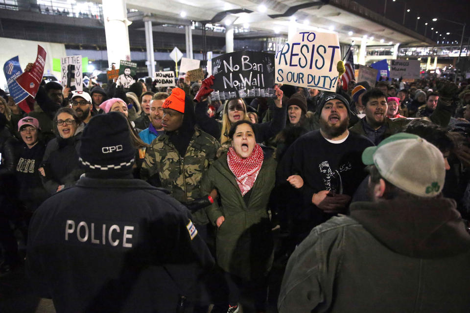 Protests at U.S. airports over travel ban