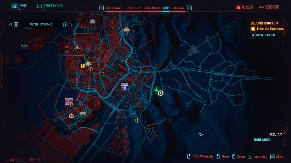 Cyberpunk map showing location of laptop