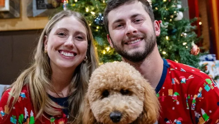 26-year-old Ally Giesen and 26-year-old Marcus Giesen, with their dog Sky.