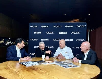 Ayman Amer, General Manager for Sodic, Robert De Niro, Nobu Hospitality Co-Founder, Nobu Matsuhisa, Nobu Hospitality Co-Founder, Trevor Horwell, CEO Nobu Hospitality