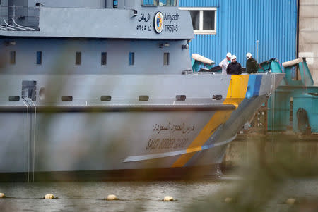 The coast guard boats "Alriyadh" for Saudi Arabia is pictured at the Luerssen Peene shipyard in Wolgast, Germany, October 23, 2018. REUTERS/Hannibal Hanschke