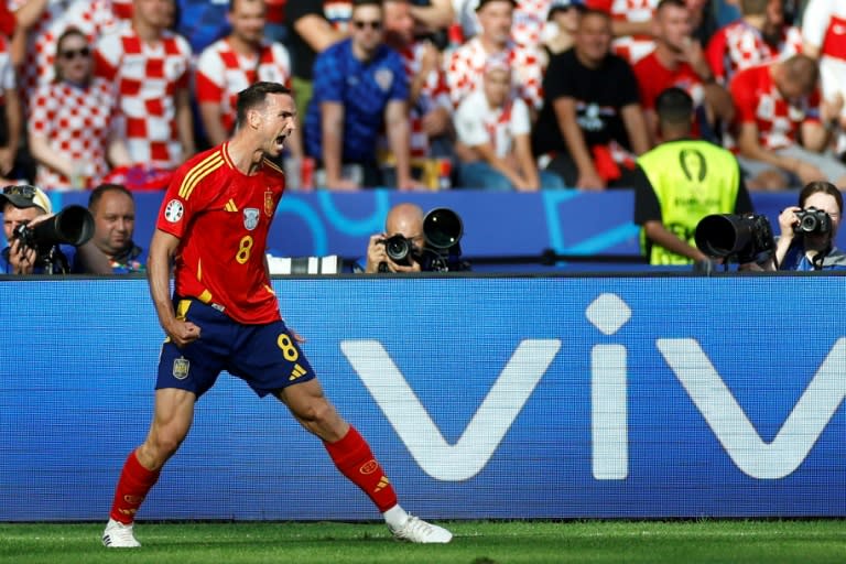 Fabian Ruiz auteur du deuxième but de l'Espagne contre la Croatie dans le groupe B de l'Euro à Berlin, le 15 juin 2024 (Odd ANDERSEN)