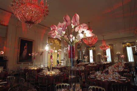 The East Room of the White House in Washington is decorated for the "A Celebration of Special Olympics and A Unified Generation" event, July 31, 2014. REUTERS/Yuri Gripas