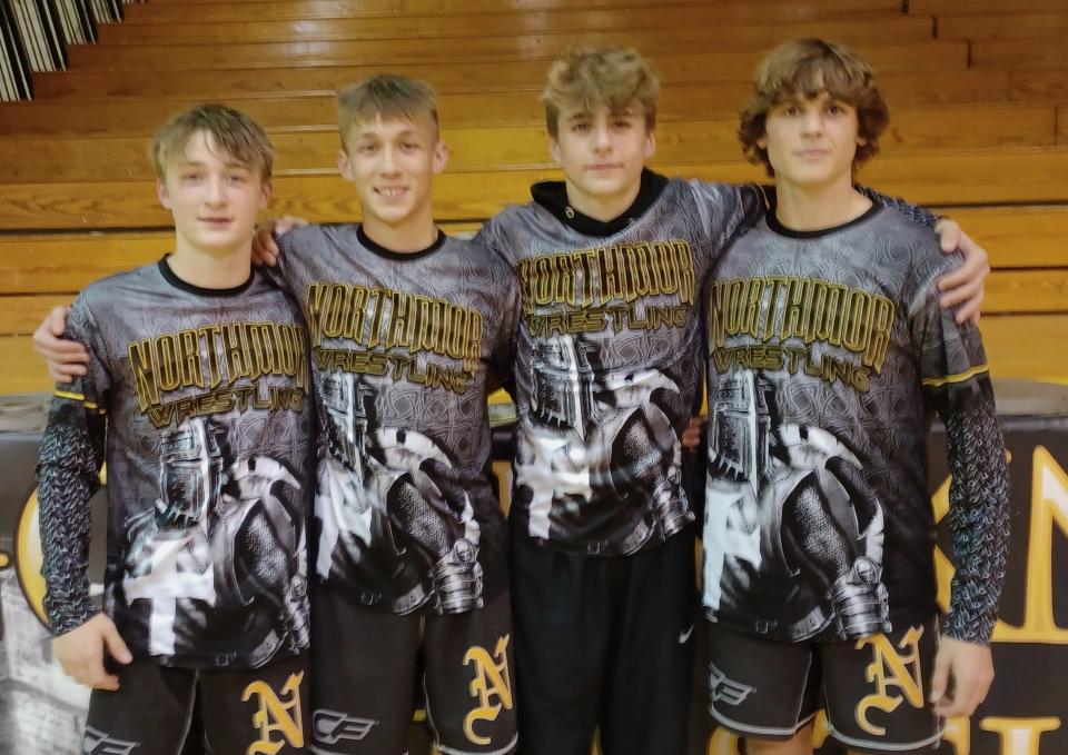 Sophomore captain and returning state medalist Cowin Becker (second from right) is joined by, left to right, freshmen Brady Carr, Ethan Ames and Carson Campbell. Campbell, a 2022 junior high state champ, is ranked No. 5 in the state.