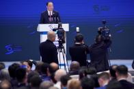 Huang Kunming, head of the Propaganda Department of China's Communist Party Central Committee, reads a message from Chinese President Xi Jinping at the opening ceremony of the fifth World Internet Conference (WIC) in Wuzhen