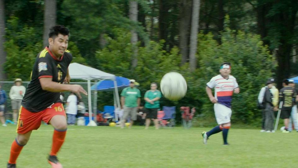 An action shot from a game at Migrant Justice's annual soccer tournament.