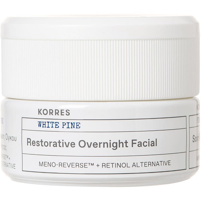 menopause-skin-Korres White Pine Meno-Reverse Restorative Overnight Facial