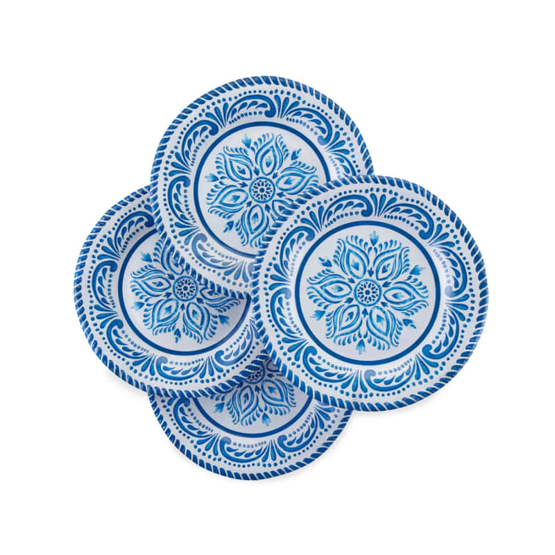 Blue Medallion Melamine Dinner Plates, 4-Pack