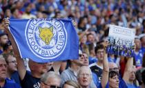 Football Soccer Britain - Leicester City v Manchester United - FA Community Shield - Wembley Stadium - 7/8/16 Leicester City fans before the game Action Images via Reuters / Andrew Couldridge Livepic EDITORIAL USE ONLY. No use with unauthorized audio, video, data, fixture lists, club/league logos or "live" services. Online in-match use limited to 45 images, no video emulation. No use in betting, games or single club/league/player publications. Please contact your account representative for further details.