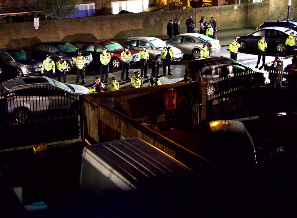 Dozens of 'travellers' broke lockdown rules to "attend a wake" being held on a static caravan site.