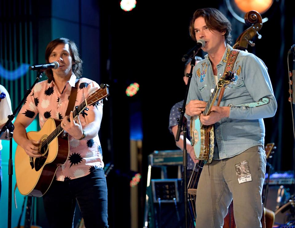 Charlie Worsham (left) and Ketch Secor of Old Crow Medicine Show perform at the second of three Marty Stuart Artist-in-Residence Shows at Country Music Hall of Fame and Museum on Sept. 18, 2019 in Nashville, Tennessee.