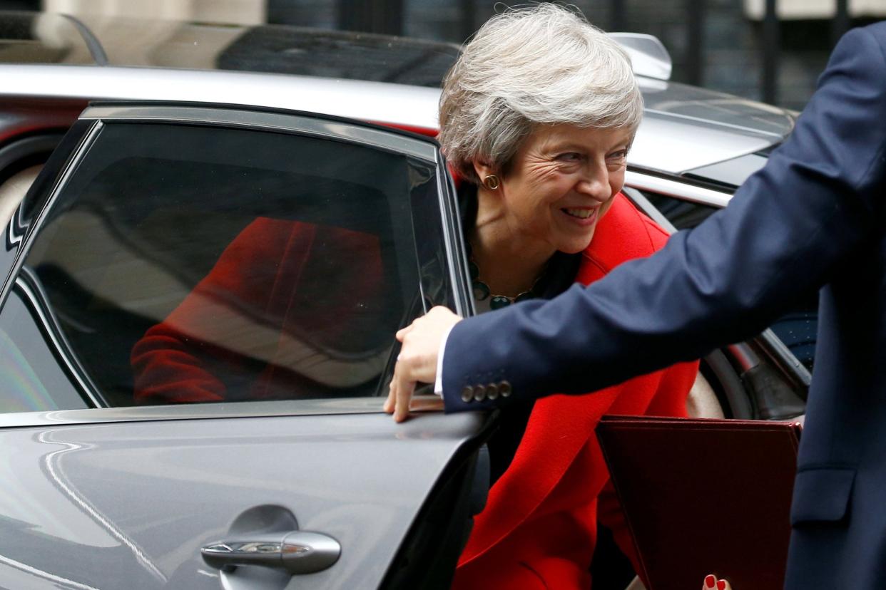 Theresa May arrives back at 10 Downing Street after addressing the Commons on Thursday: REUTERS