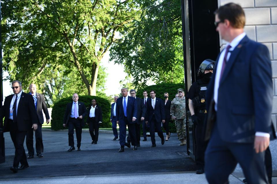 President Donald Trump leaves the White House to walk to St. John's Episcopal Church, across Lafayette Park from the White House, on Monday.  (Photo: BRENDAN SMIALOWSKI/AFP via Getty Images)