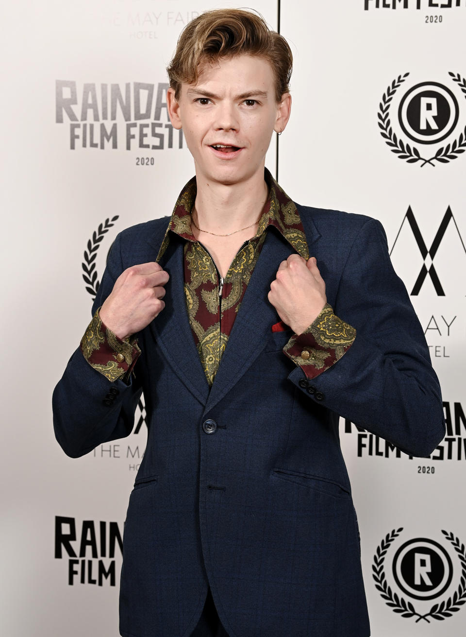 <p>Thomas Brodie-Sangster rocks a 70's look at the premiere of <em>Stardust</em> in London on Wednesday. </p>