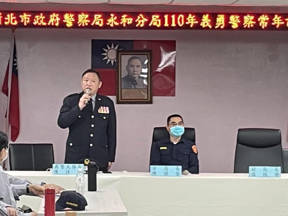 永和警分局25日舉辦110年永和義警中隊常年訓練。（永和警分局提供）