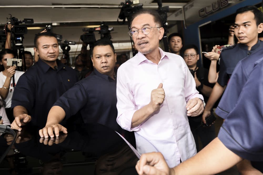 PKR President Datuk Seri Anwar Ibrahim is seen leaving the Eastin Hotel February 27,2020. — Picture by Miera Zulyana