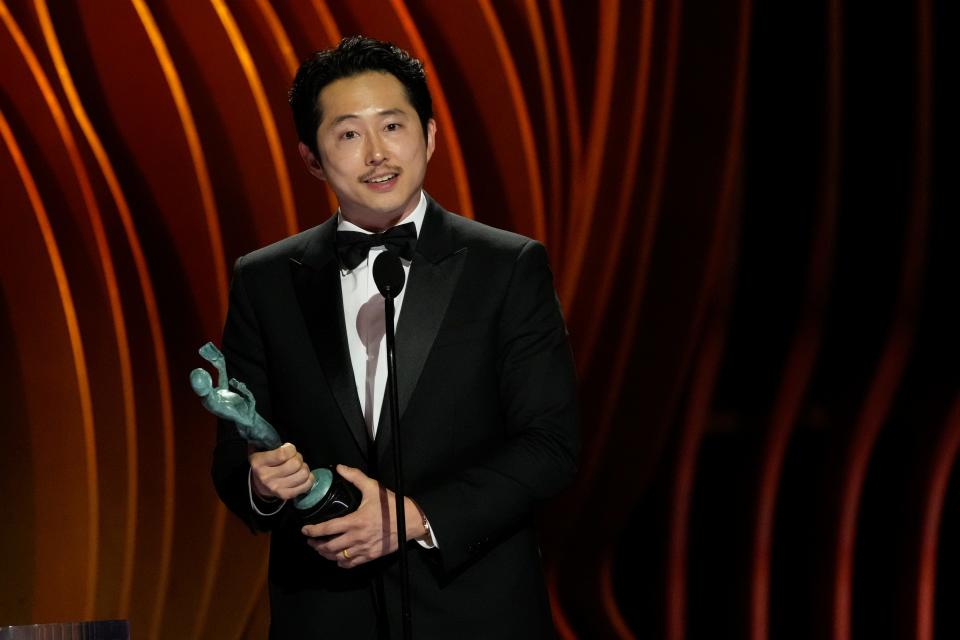 Steven Yeun accepts the award for actor in a TV movie or limited series for "Beef."
