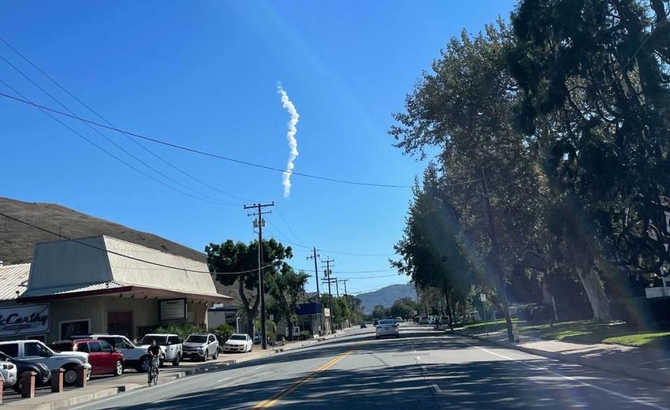 Residents in San Luis Obispo could see the last Delta IV Heavy rocket soaring through a blue sky with a plume of white smoke trailing behind, after lifting off from Vandenberg Space Force Base at 3:25 p.m. on Saturday, Sept. 24, 2022.