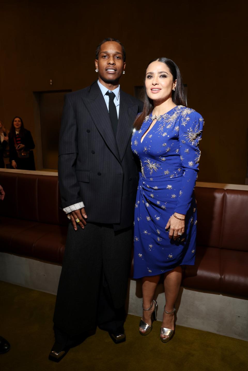 A$AP Rocky and Salma Hayek at Gucci (Getty Images for Gucci)