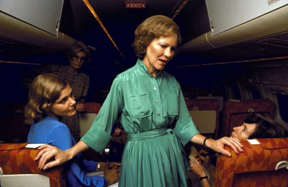 First Lady Rosalynn Carter on board a plane during a campaign trip for reelection of President Carter.<span class="copyright">Diana Walker—The LIFE Images Collection/Getty Images</span>