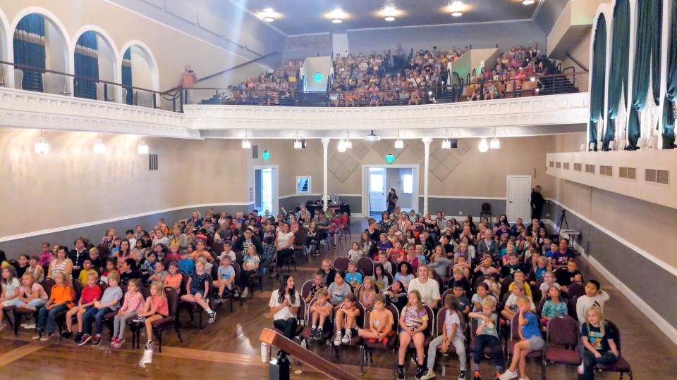 Nearly 300 second grades from all four public elementaries, the Watertown Christian School and Immaculate Conception School filled the seat of The Goss to watch the "Beads on One String" performance.