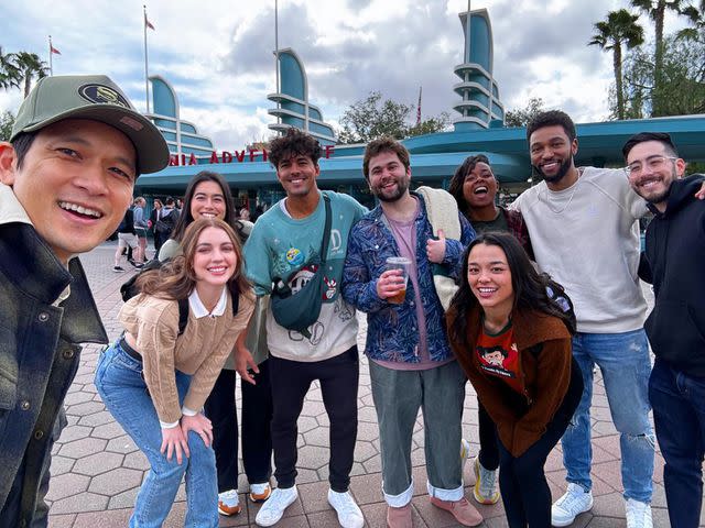 <p>Jake Borelli/Instagram</p> Harry Shum Jr., Adelaide Kane, Niko Terho, Jake Borelli, Alexis Floyd, Midori Francis and Ant Hill