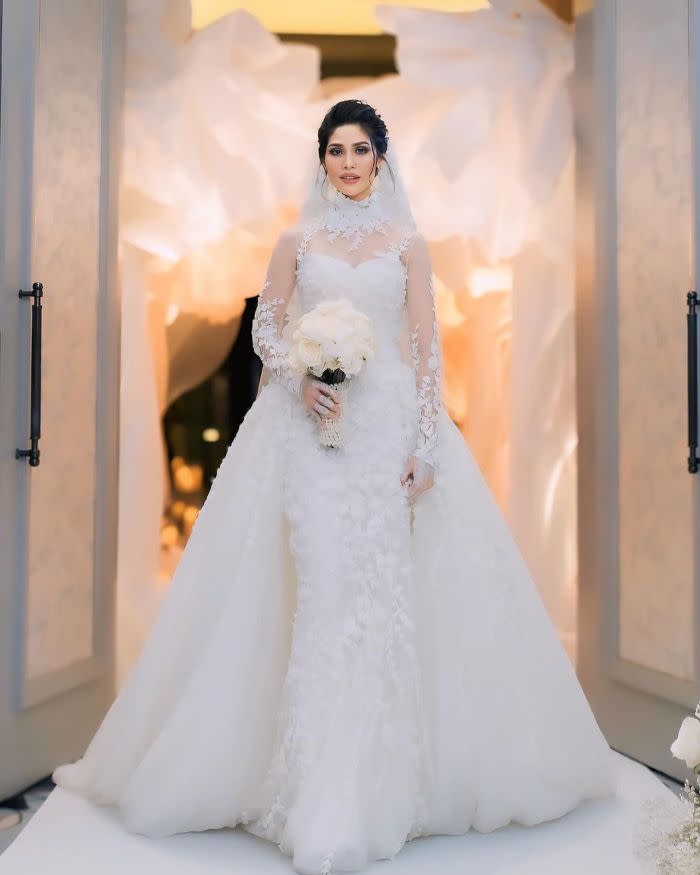 The actress donned a Zuhair Murad wedding gown at her reception