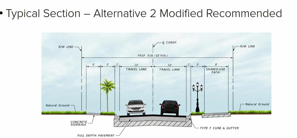 This is the modified plan number 2 that Bonita Springs City Council voted on as the plan they would like to proceed with for roadway and drainage improvements along the Goodwin Street/Matheson Street corridor.