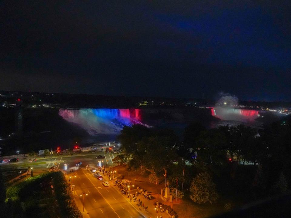 Views from the Sheraton Fallsview hotel room window at night