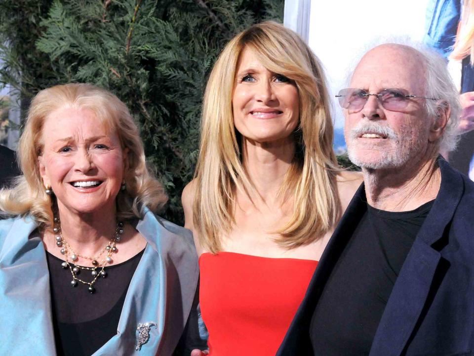 <p>Barry King/FilmMagic</p> Diane Ladd, Laura Dern, and Bruce Dern arrive at the Los Angeles Premiere of 