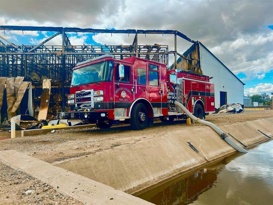 Water was being sucked from a Columbia Irrigation Canal to spray on the Lineage Logistics fire in Finley.