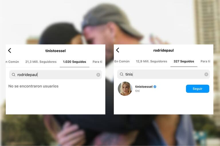 Tini dejó de seguir a Rodrigo De Paul en Instagram, pero él sí la sigue (Foto: Instagram @tinistoessel / @rodridepaul)